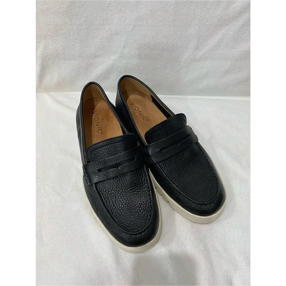 Vionic Men’s Uptown Black Leather Slip On Loafer Size 11 Wide